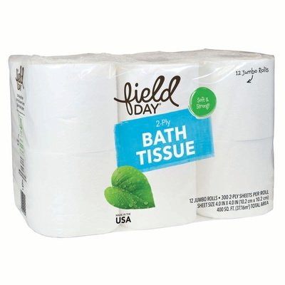 Field Day Bath Tissue 300 Sqr 2ply Roll 4/12 ROLL [UNFI #64675] T